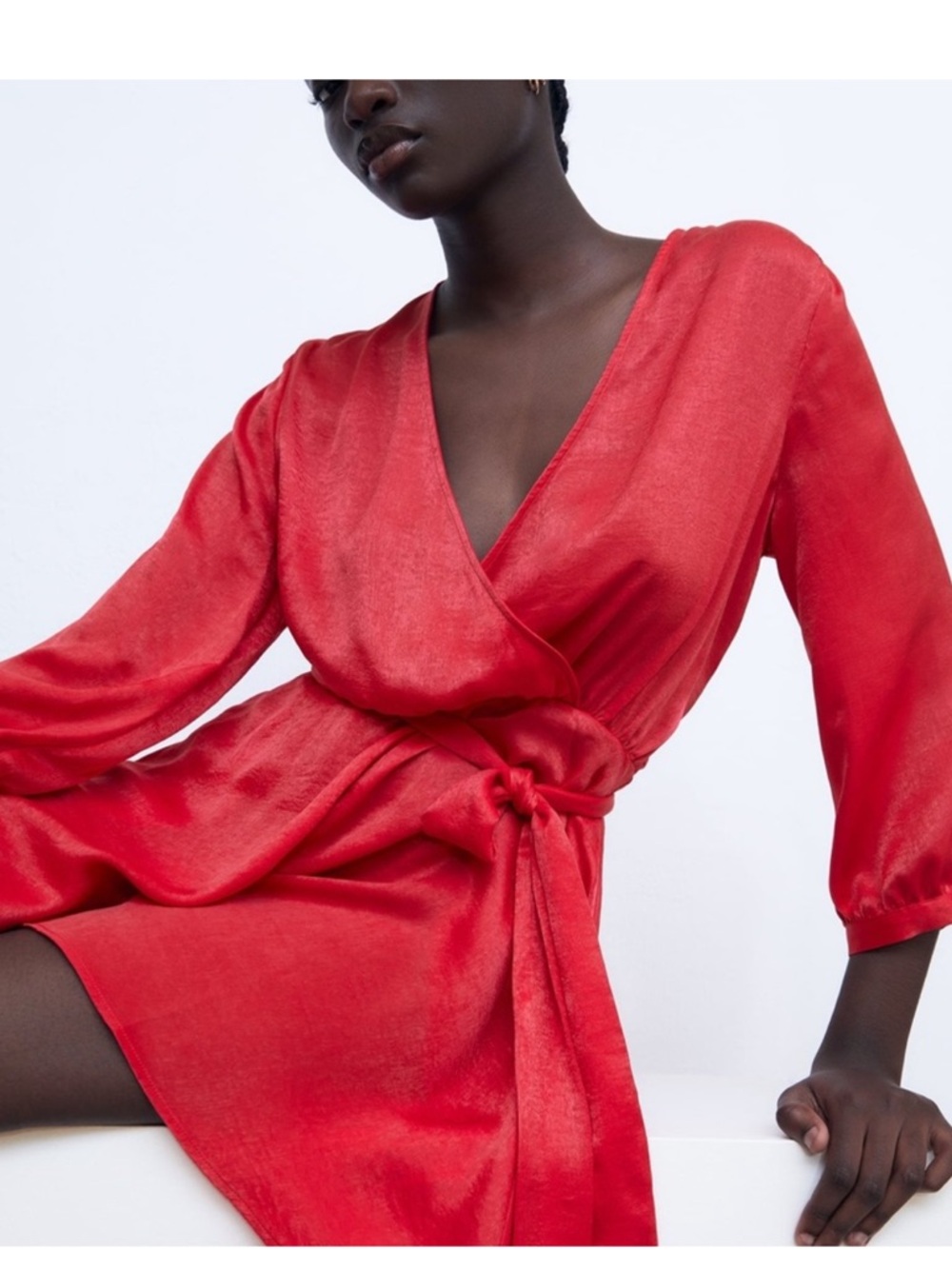 Zara Vibrant Red Satin Romper - Picture 2 of 7